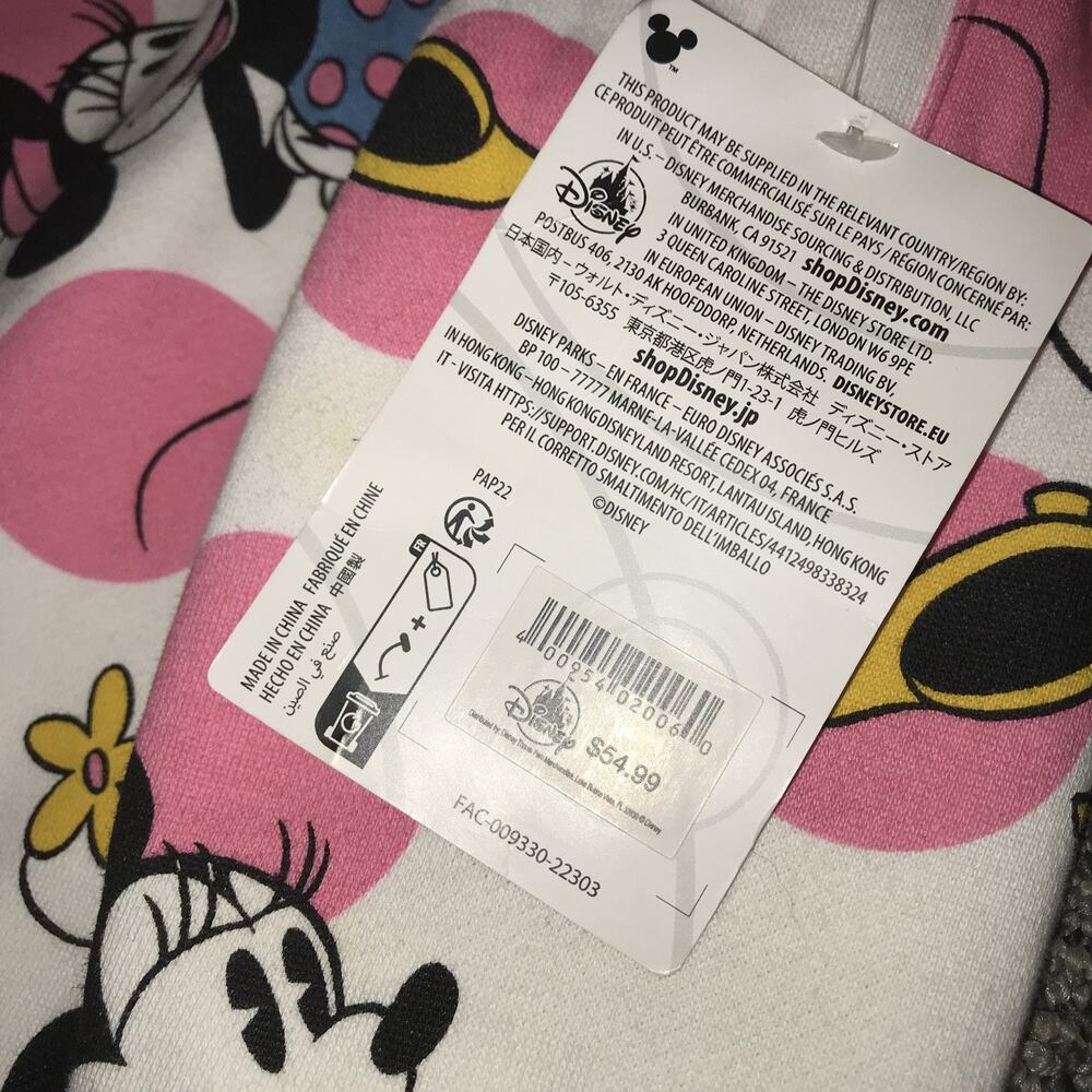 Disney Women's white/Pink Minnie Mouse‎ Fleece Joggers SweatPants Sz XL - Picture 4 of 5